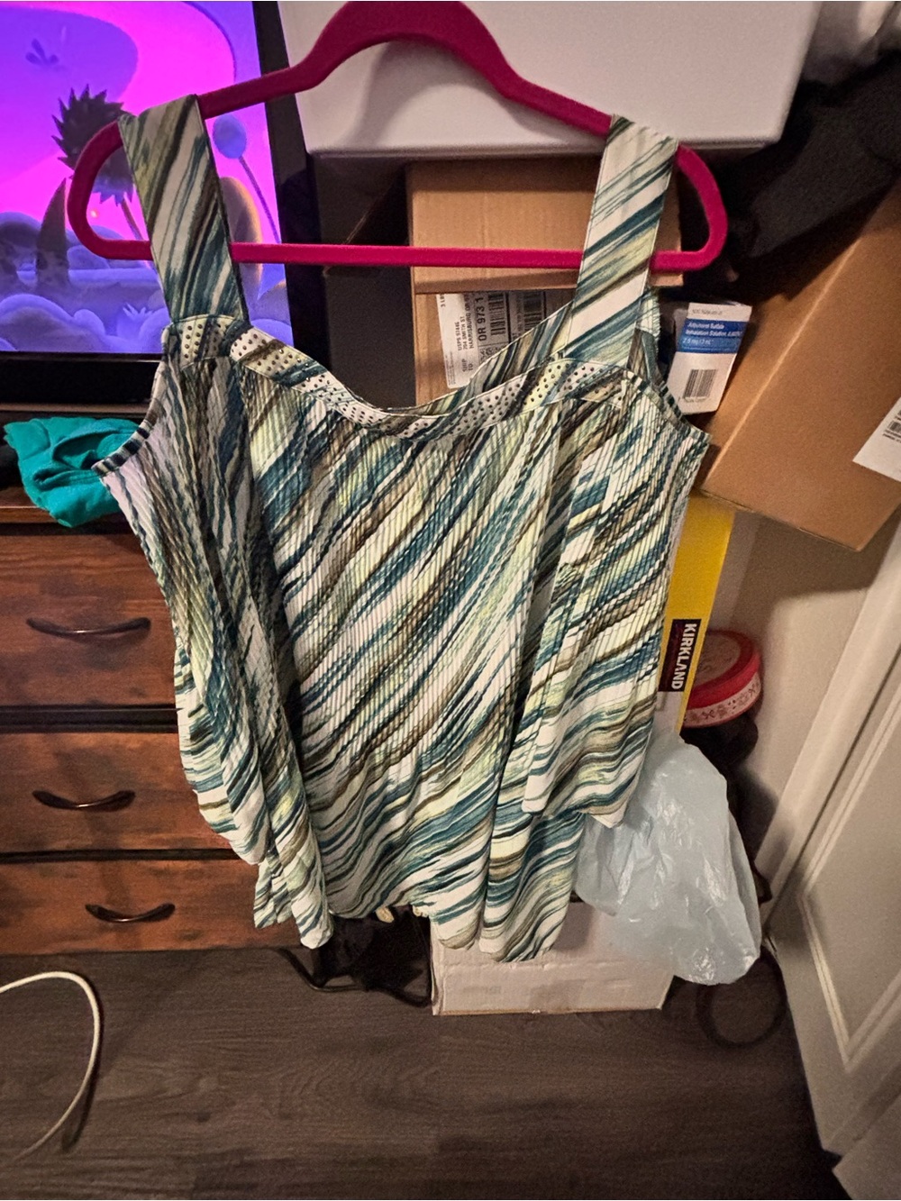 Catherines Blue & Green Striped Sleeveless Camisole